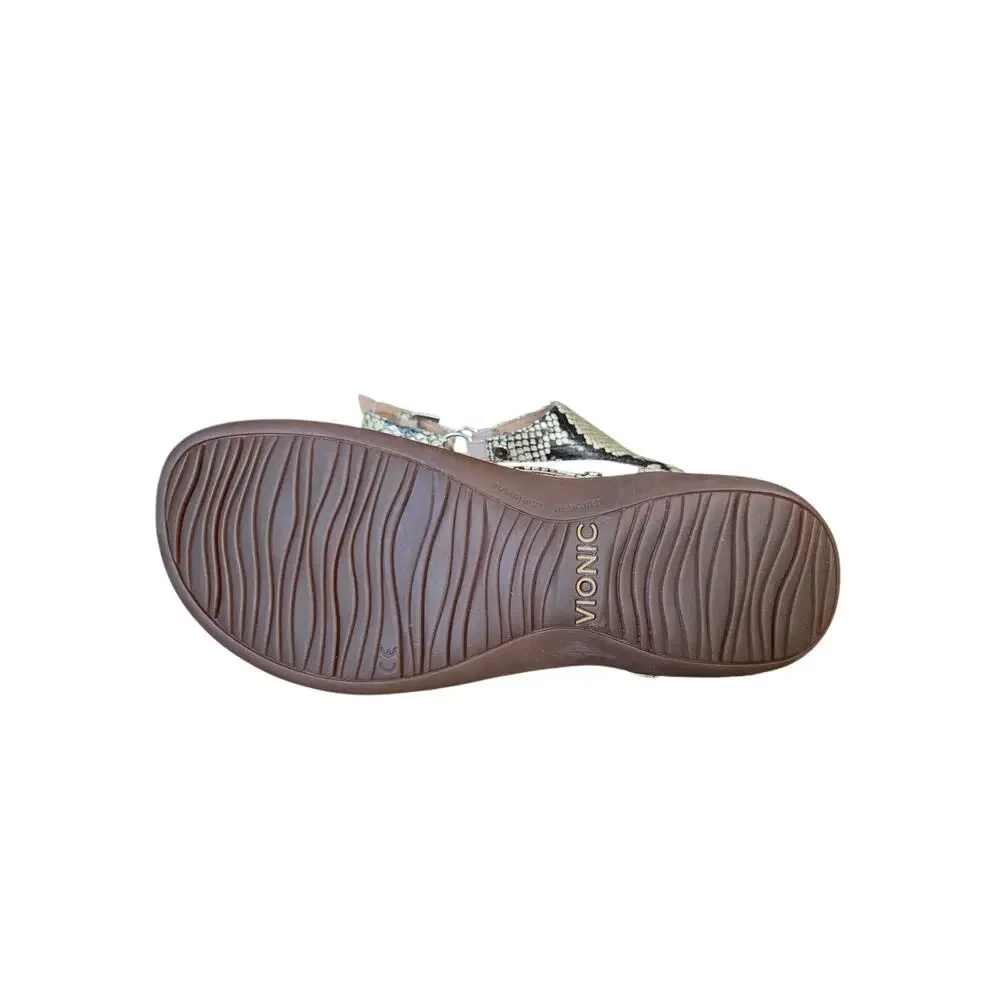 NWOB Vionic Kirra Snakeskin Thing Strappy Flat Comfort Sandals  6